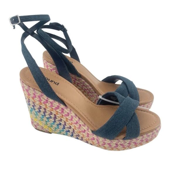 Abound Sukie Women’s Dark Wash Denim Espadrille Wedge Sandal Size 10 - Picture 12 of 13